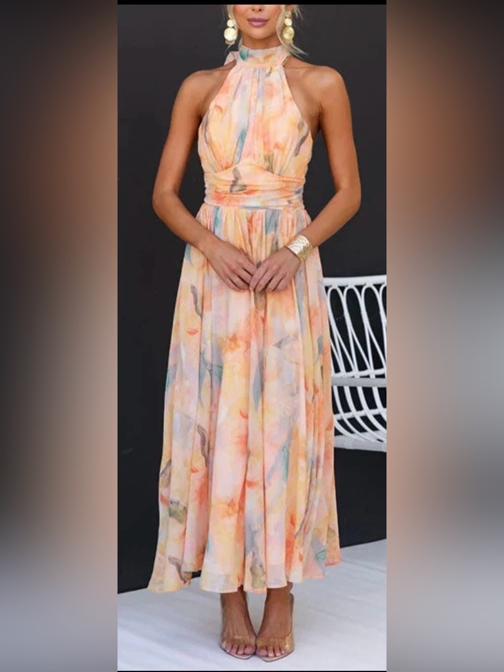 Floral High Neck Maxi Dress Woman’s Size Small - NWOT